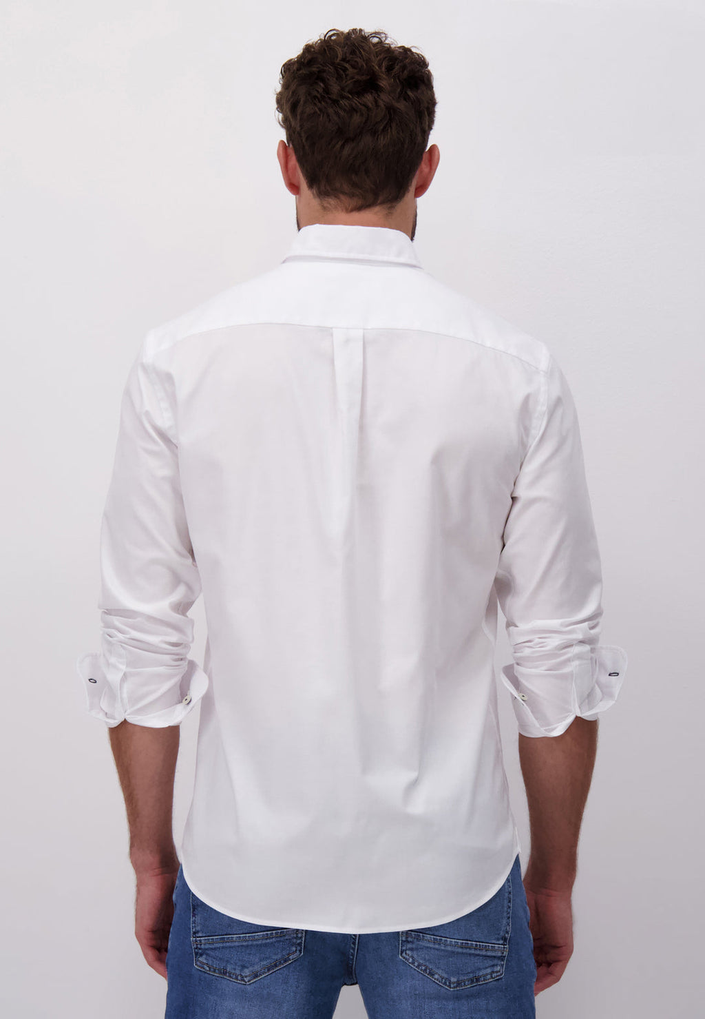 FYNCH HATTON OXFORD COTTON L/S SHIRT - WHITE
