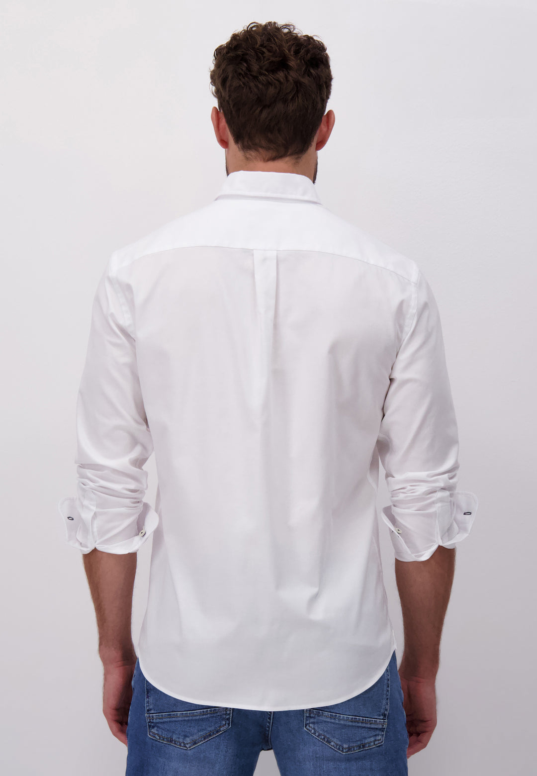 FYNCH HATTON OXFORD COTTON L/S SHIRT - WHITE