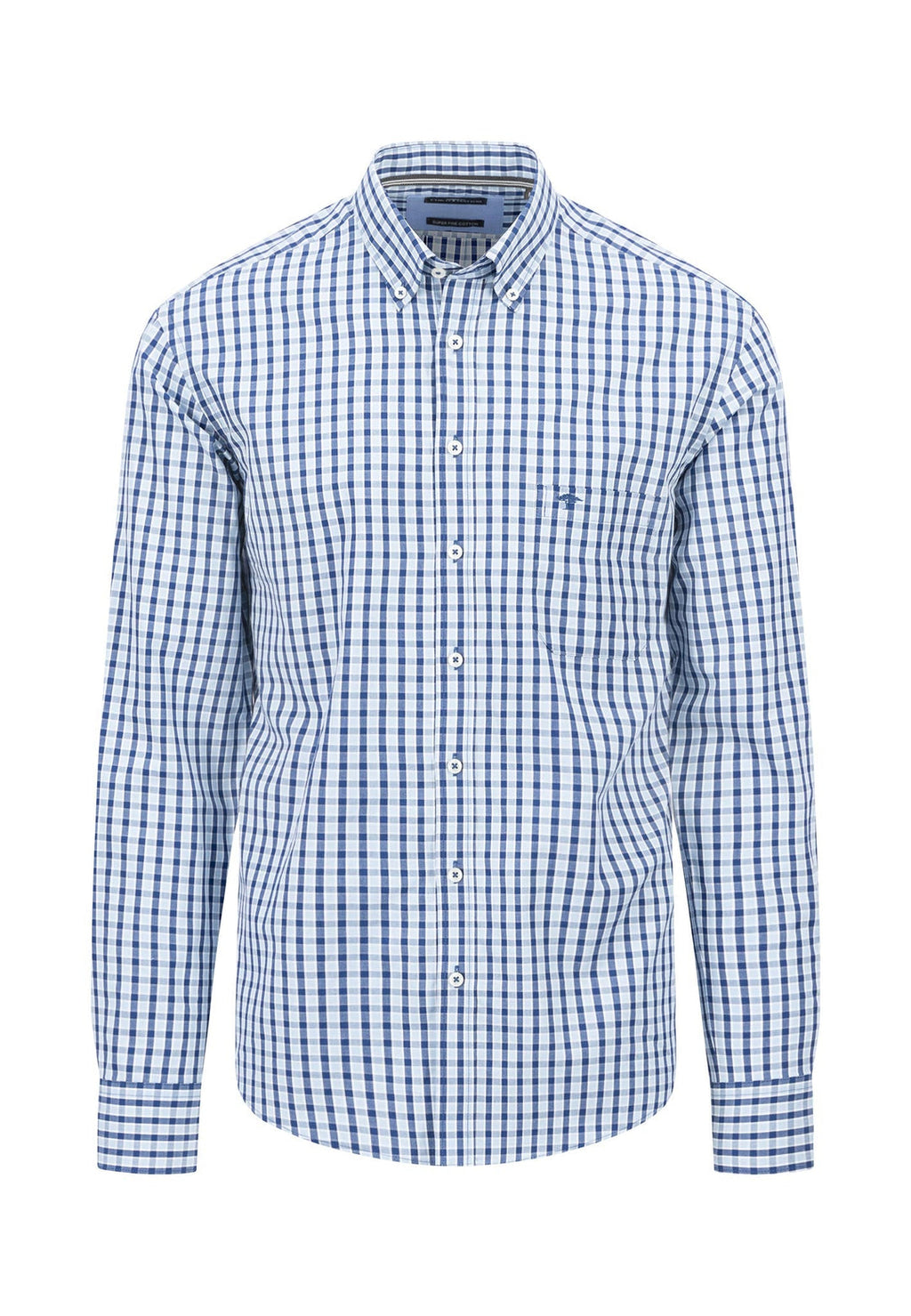 FYNCH HATTON CHECK L/S SHIRT  - BLUE/NAVY