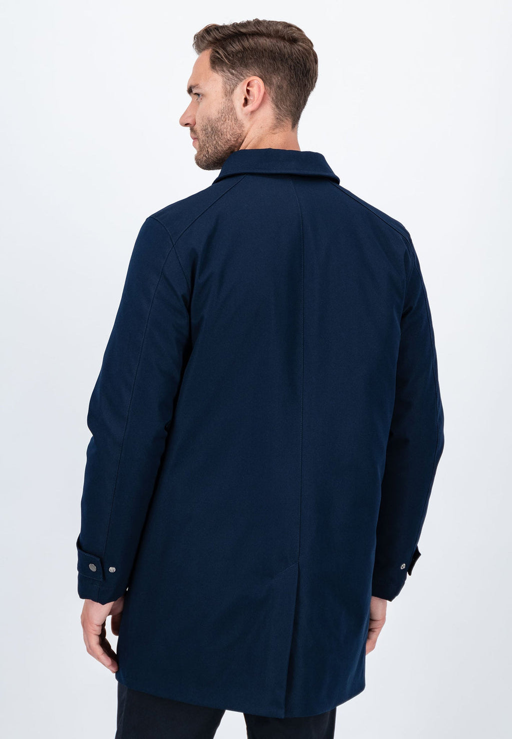 FYNCH HATTON TWILL LONG JACKET - NAVY