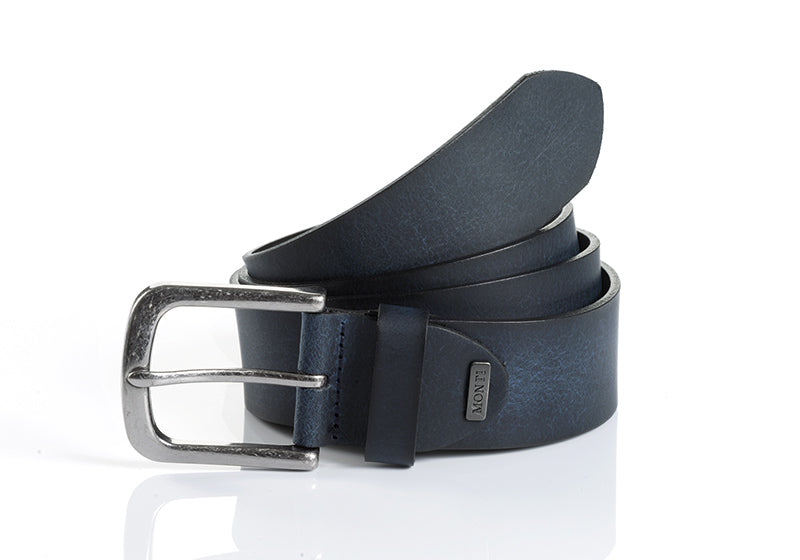 MONTI NASHVILLE LEATHER BELT - NAVY