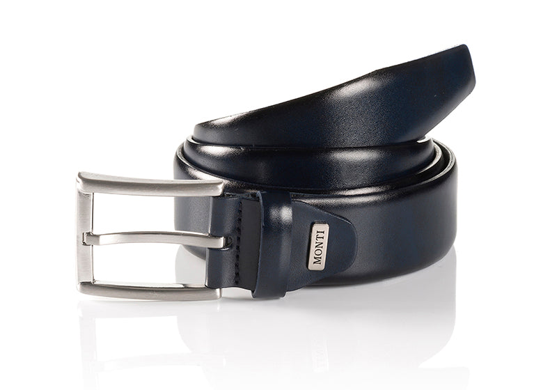 MONTI LONDON LEATHER BELT - NAVY