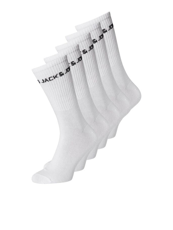 JACK & JONES 5 PACK SPORTS SOCKS  - WHITE