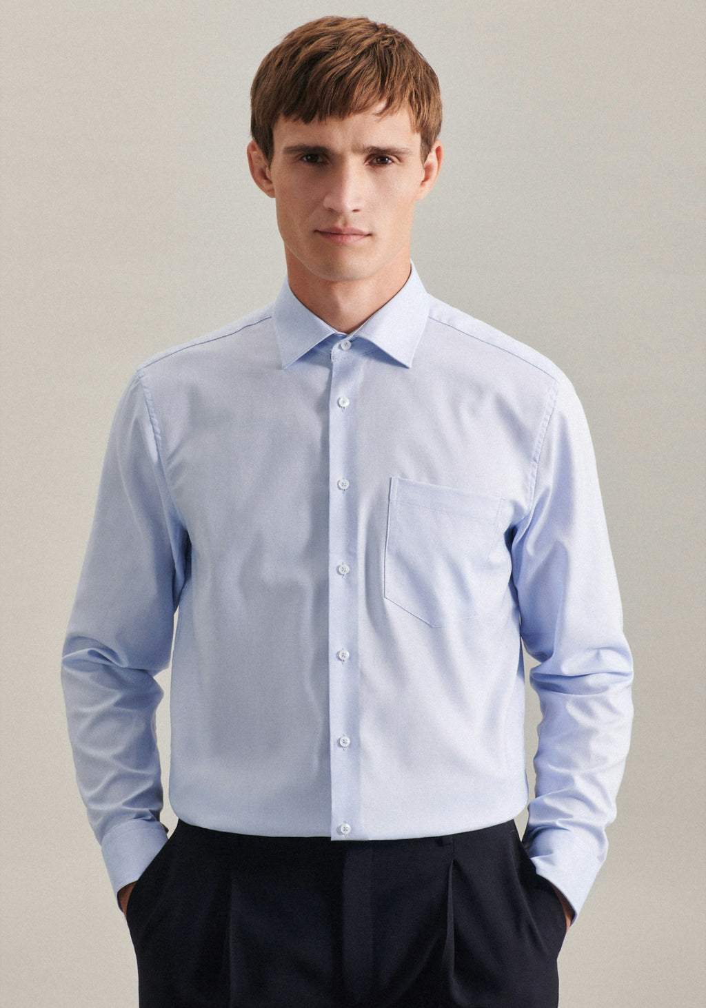 SEIDENSTICKER L/S SHIRT  01.153730 - BLUE