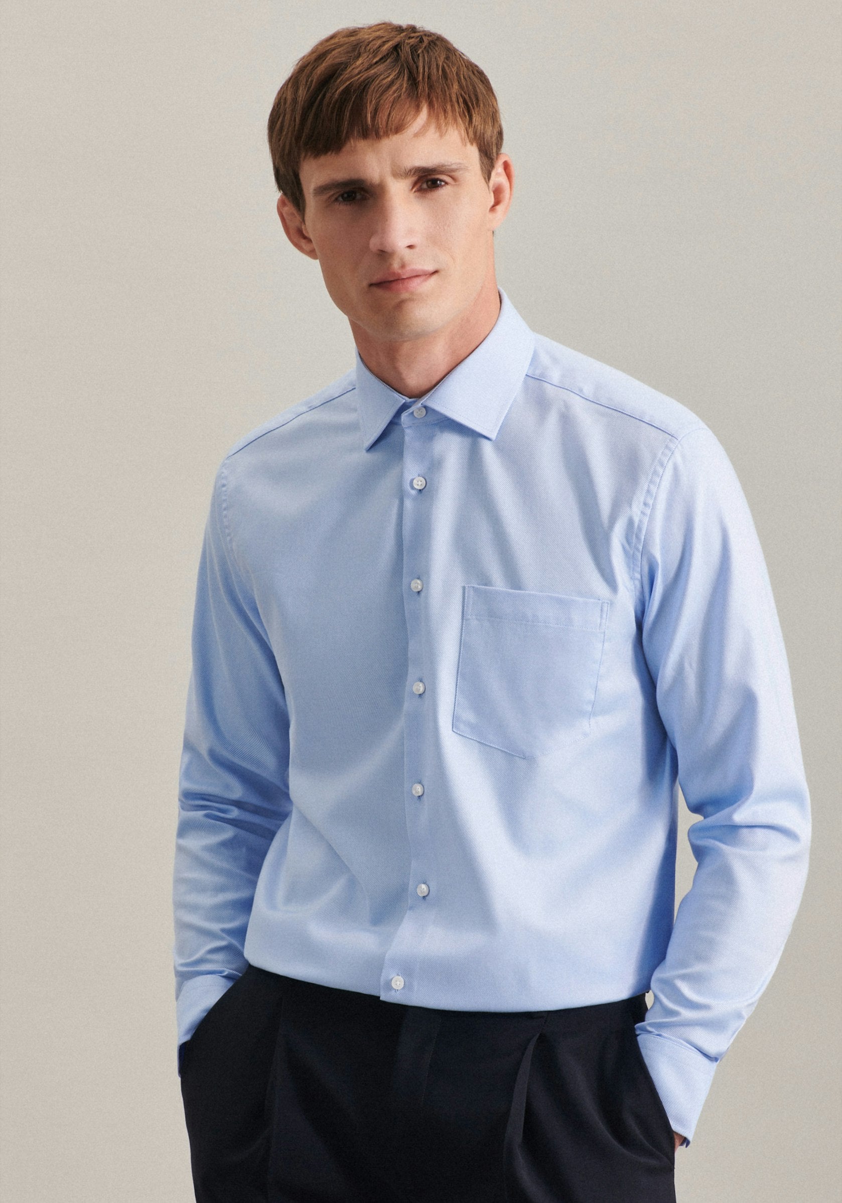 SEIDENSTICKER L/S SHIRT  01.153690 - BLUE