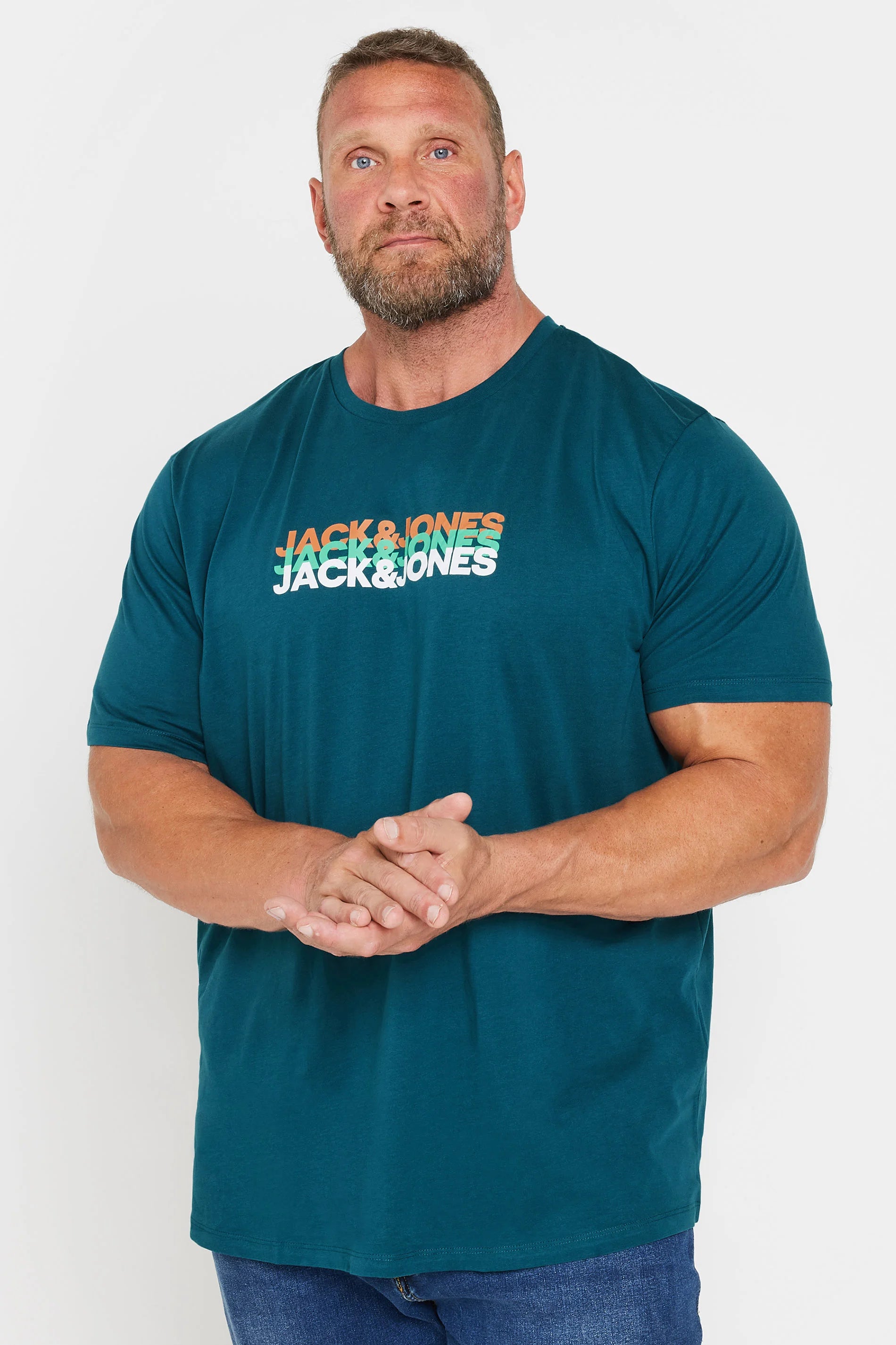 JACK & JONES PLUS JJ CYBER T-SHIRT - TEAL