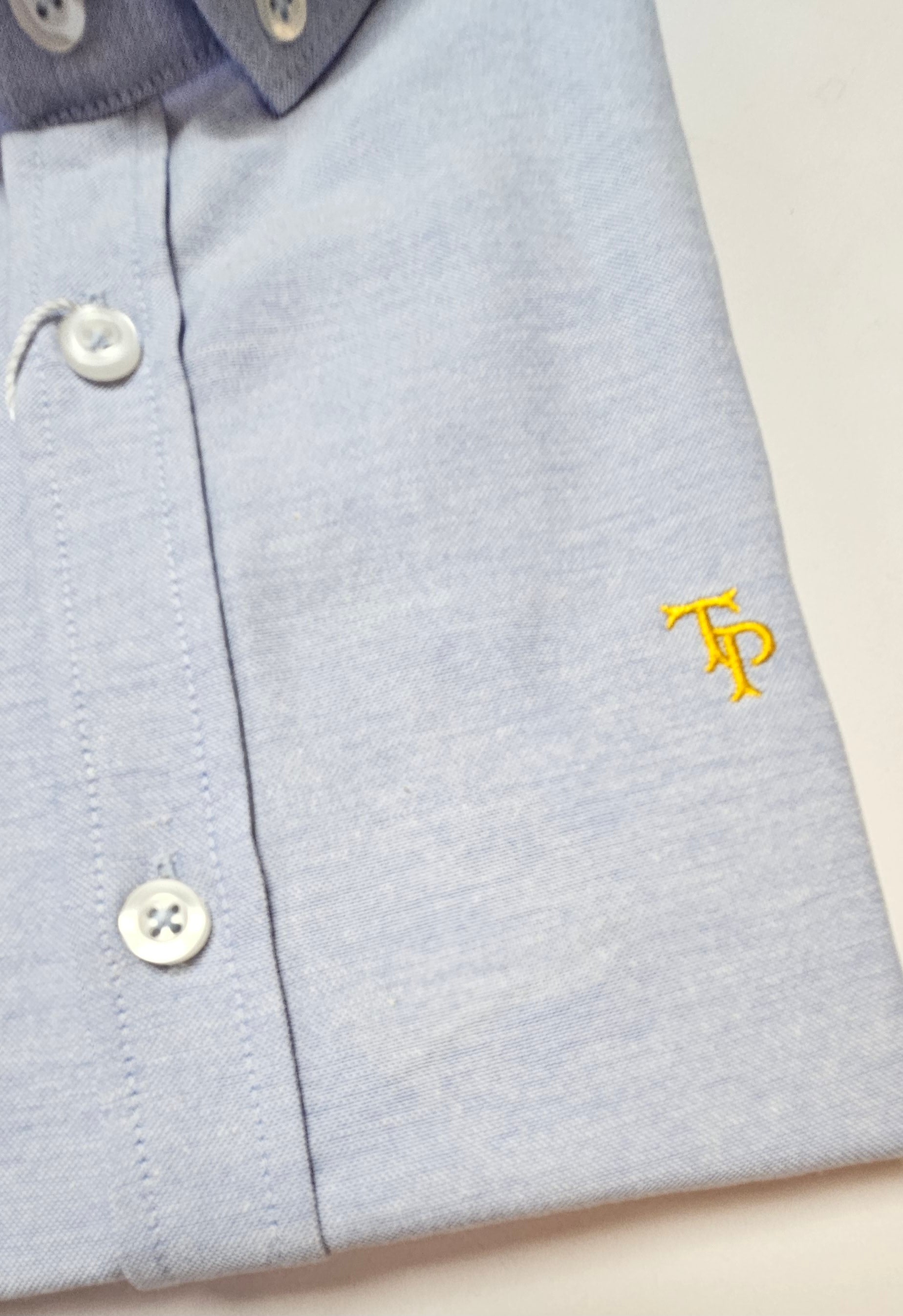 TOM PENN SLIM OXFORD COTTON L/S SHIRT - BABY BLUE