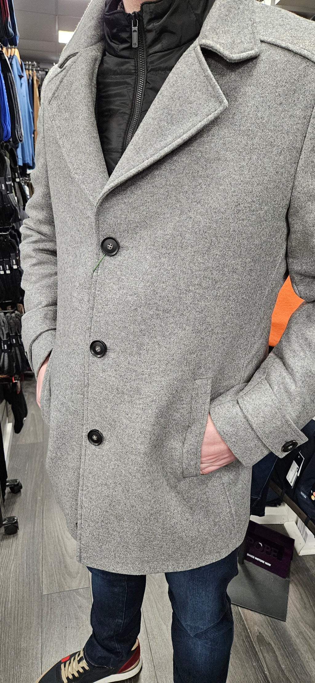 FYNCH HATTON PREMIUM WOOL COAT  - GREY