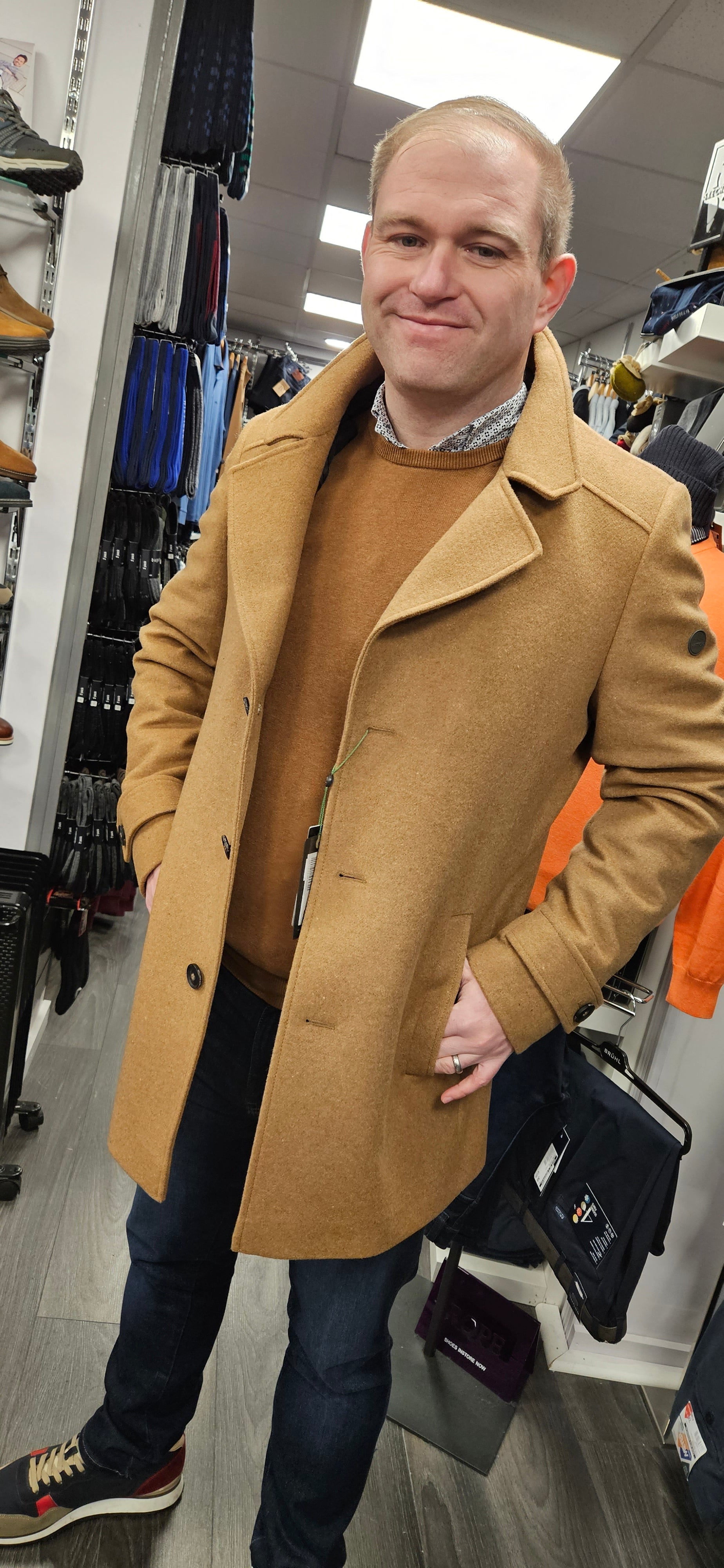 FYNCH HATTON PREMIUM WOOL COAT - TAN