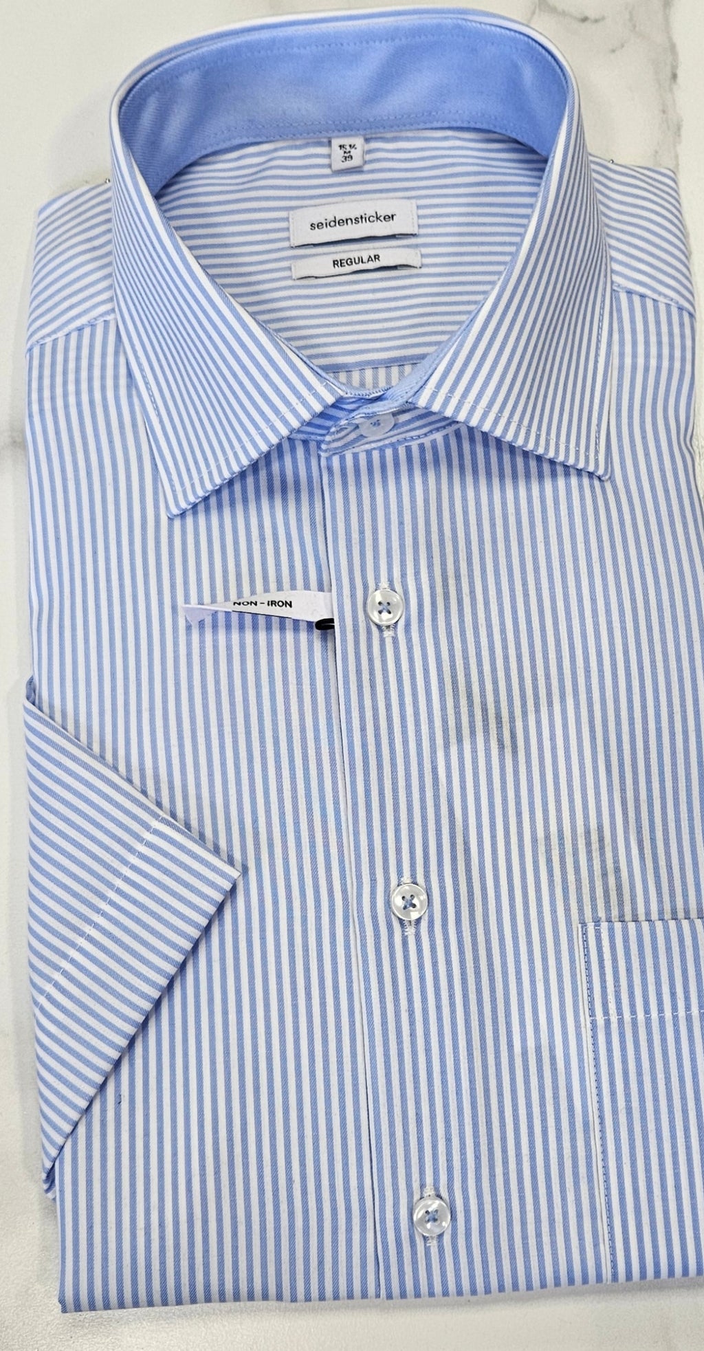 SEIDENSTICKER S/S REGULAR FIT - BLUE/WHITE STRIPE