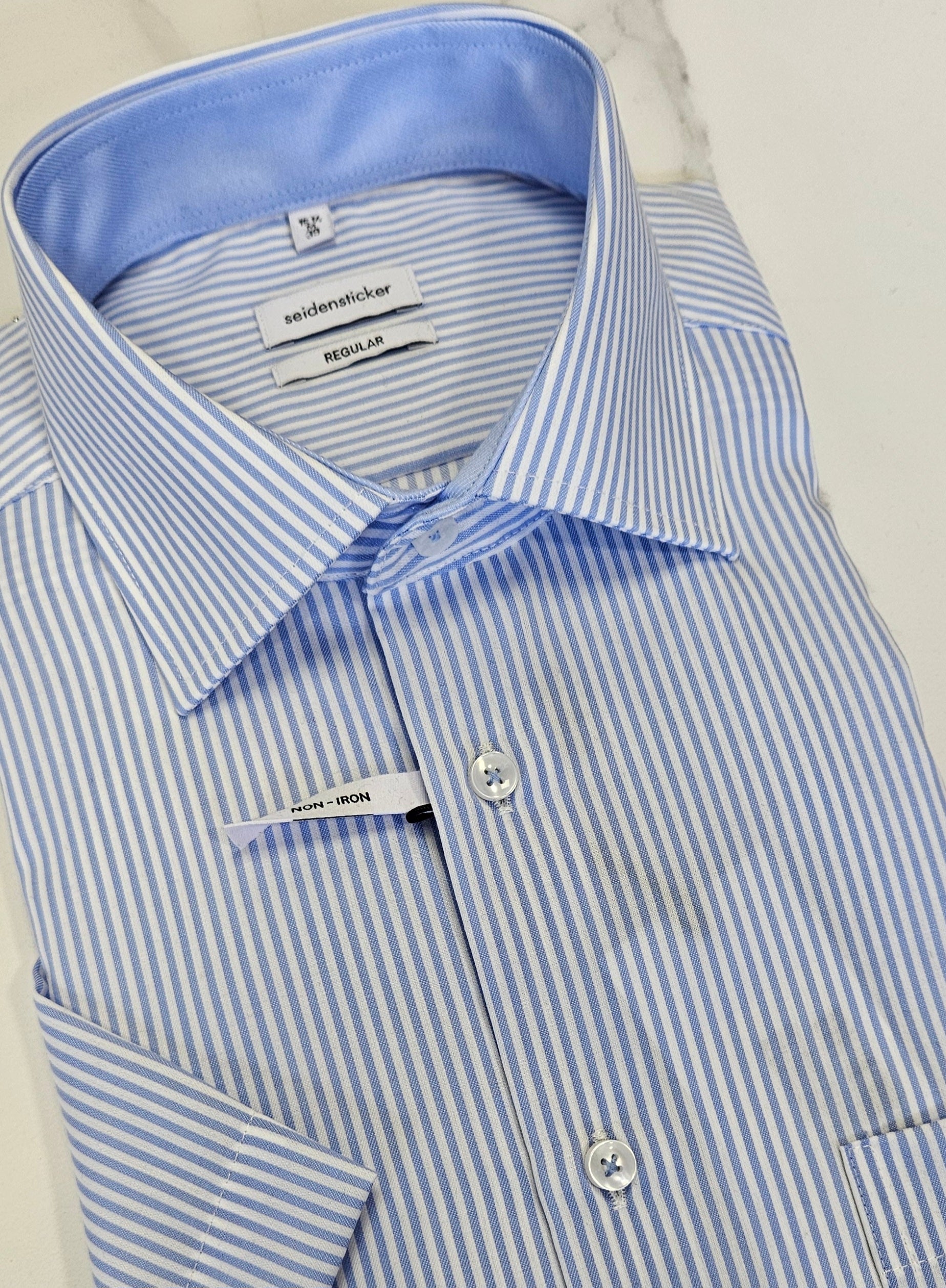 SEIDENSTICKER S/S REGULAR FIT - BLUE/WHITE STRIPE