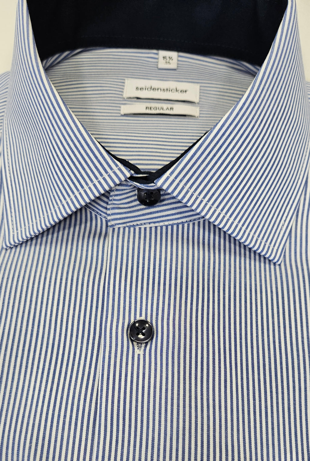 SEIDENSTICKER L/S SHIRT 01.153720 - NAVY BLUE/WHITE STRIPE