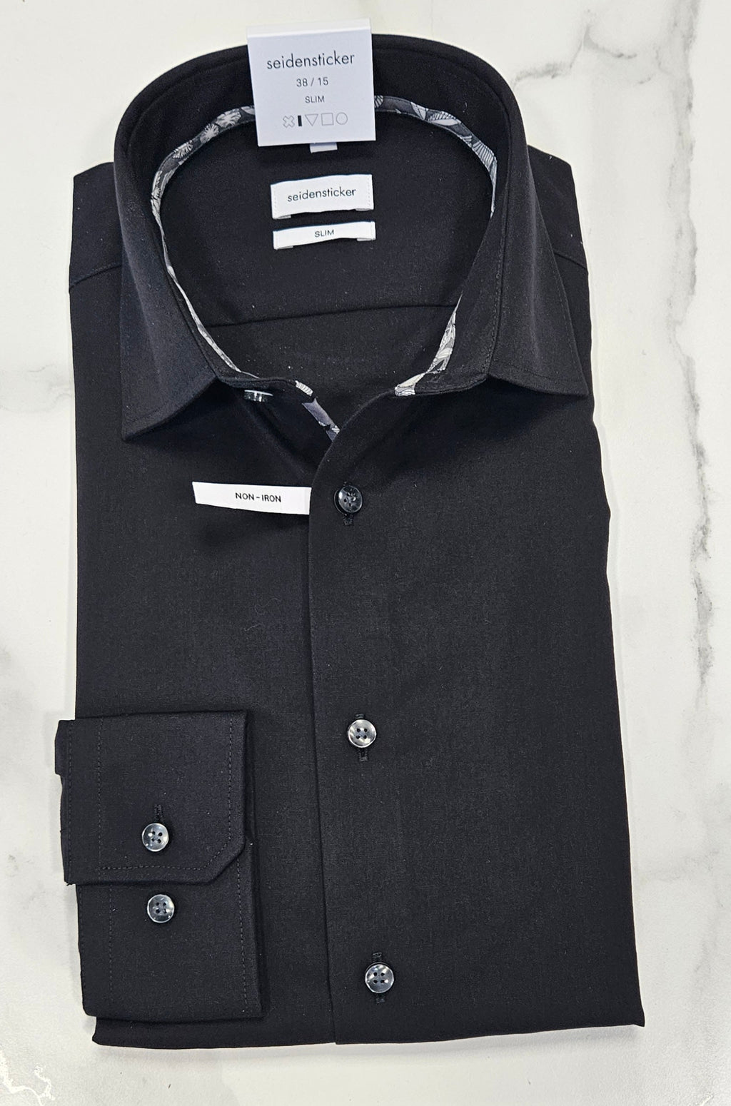 SEIDENSTICKER SLIM FIT L/S SHIRT 01.645640 - BLACK