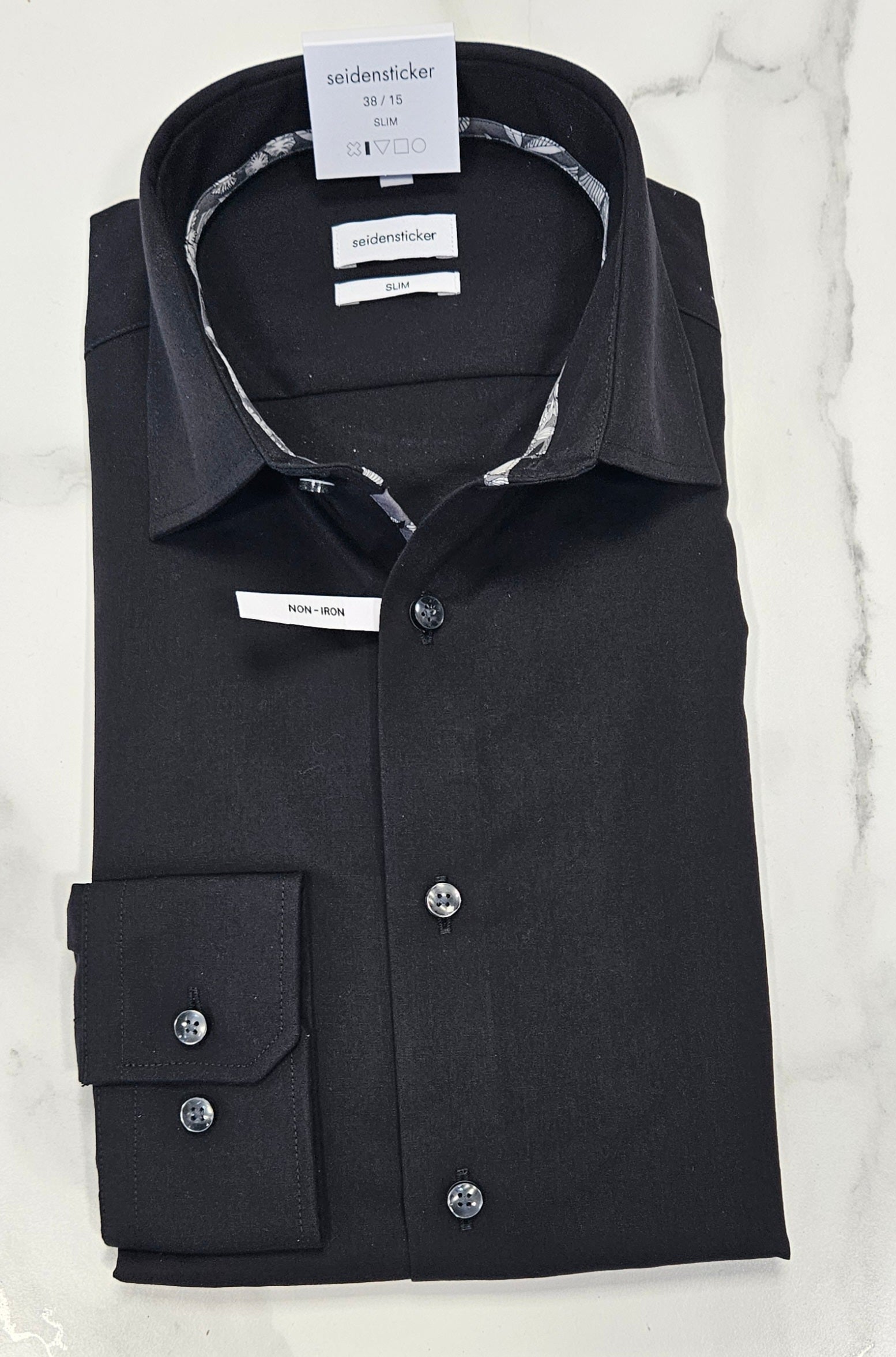 SEIDENSTICKER SLIM FIT L/S SHIRT 01.645640 - BLACK