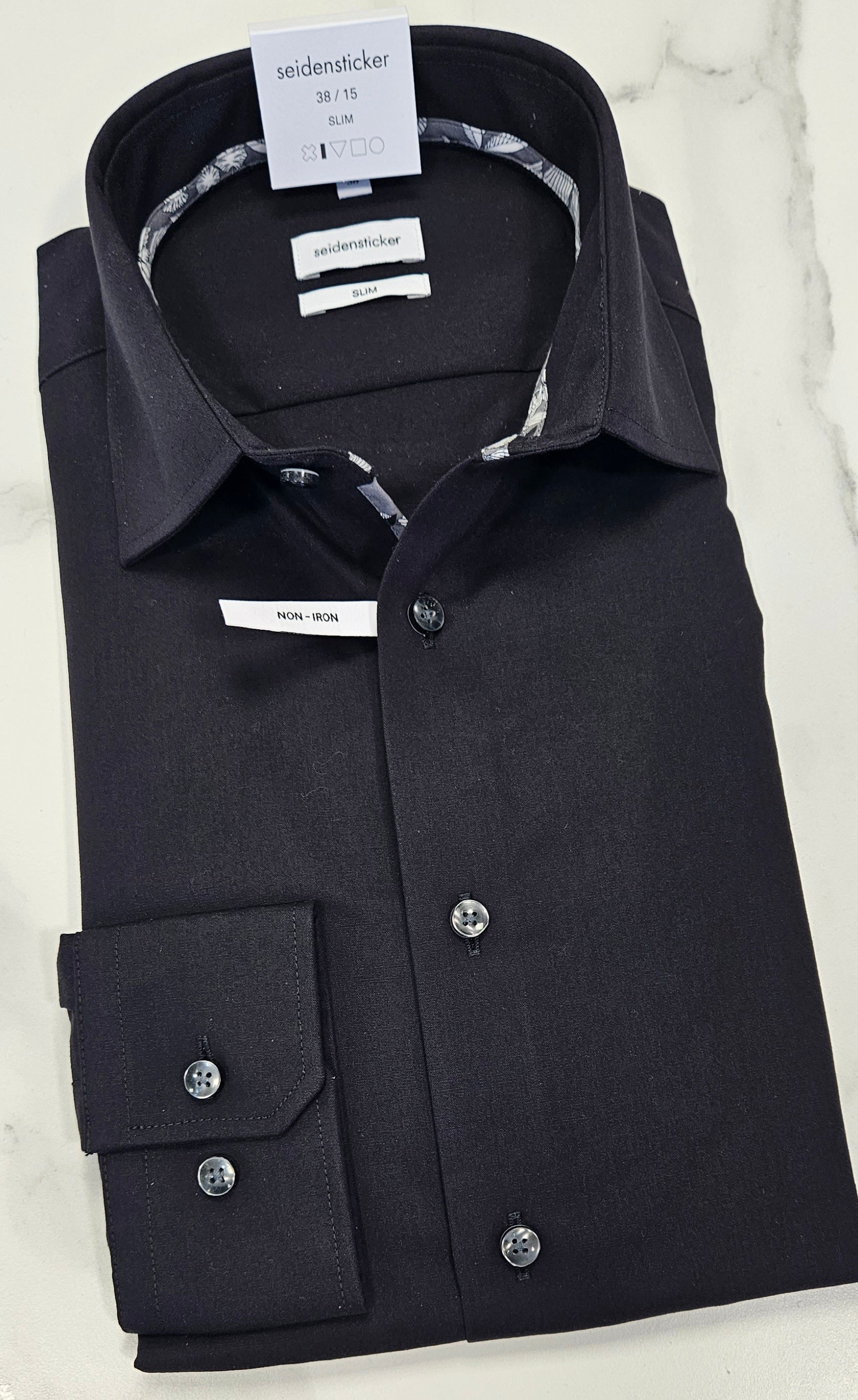 SEIDENSTICKER SLIM FIT L/S SHIRT 01.645640 - BLACK