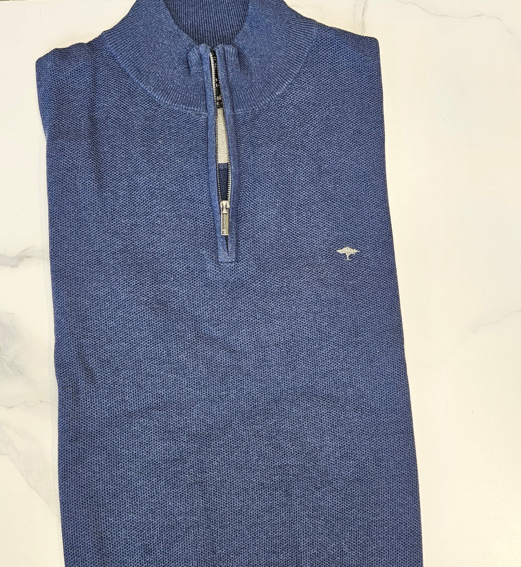 FYNCH HATTON 1/4 ZIP STRUCTURE - NAVY