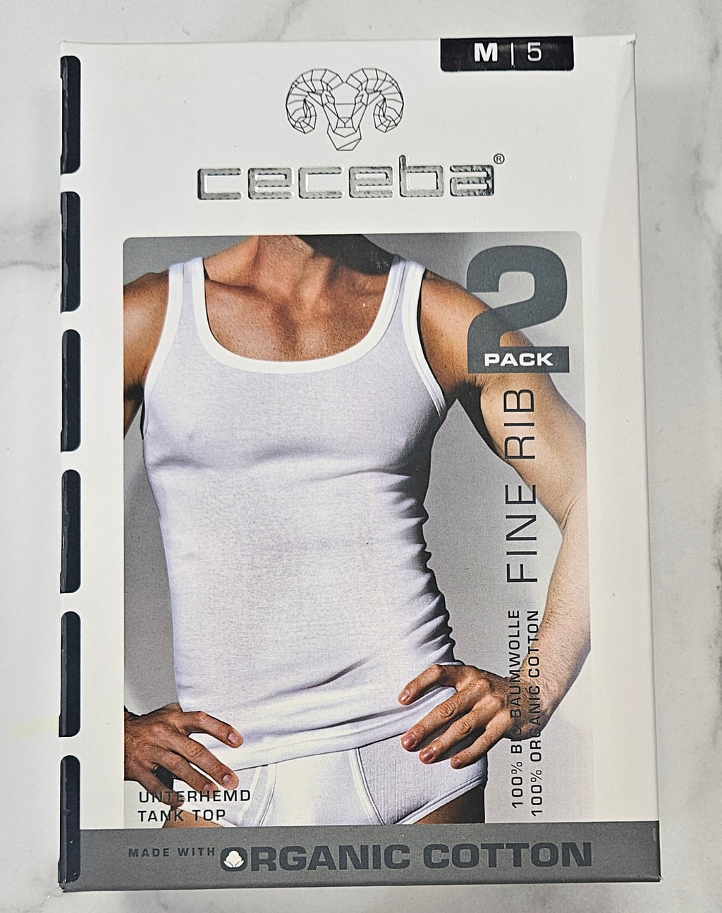 CECEBA SLEEVELESS VESTS EXTENDED SIZES (3XL-5XL) - WHITE