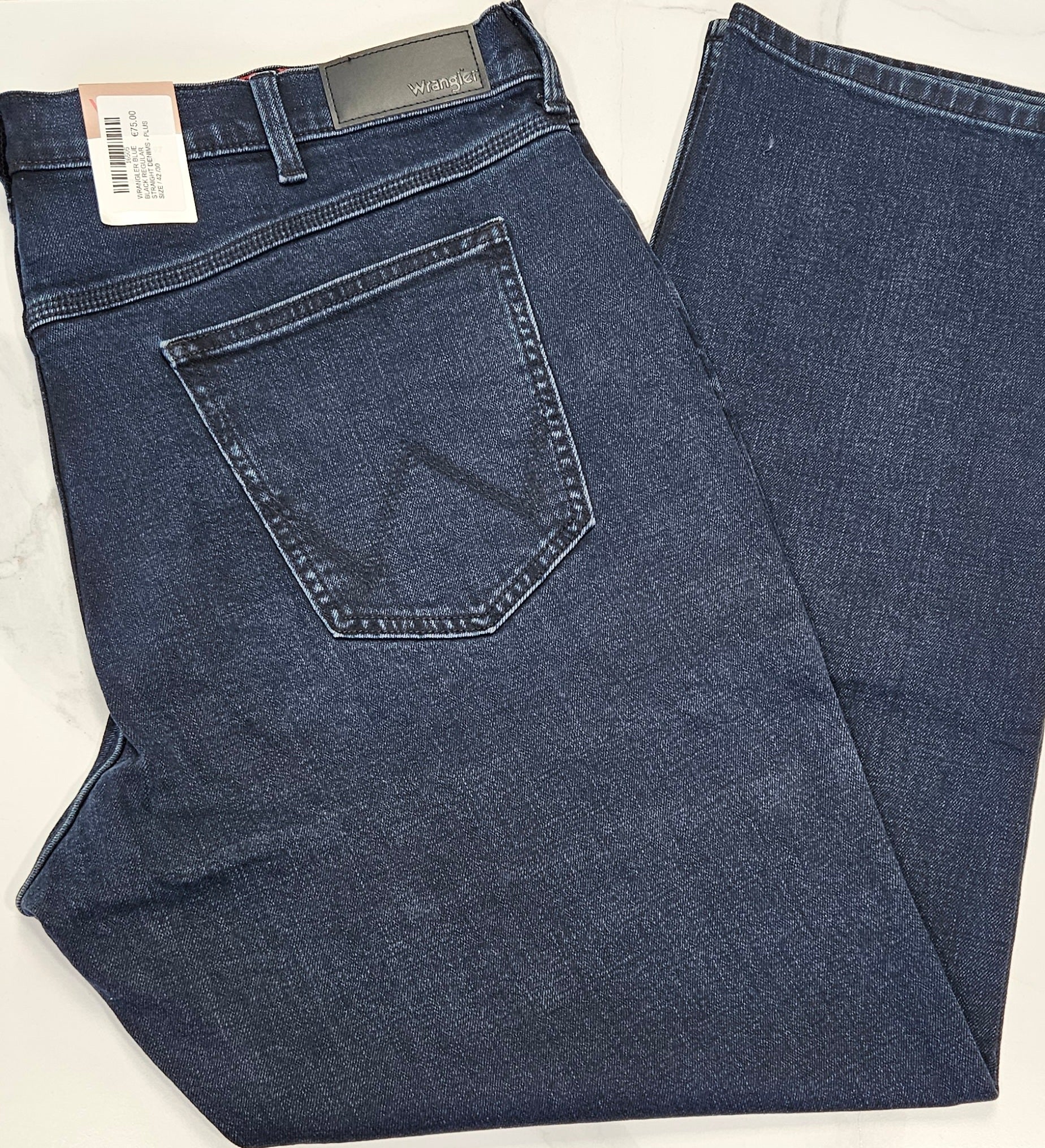 WRANGLER BLUE BLACK REGULAR STRAIGHT DENIMS - PLUS SIZE