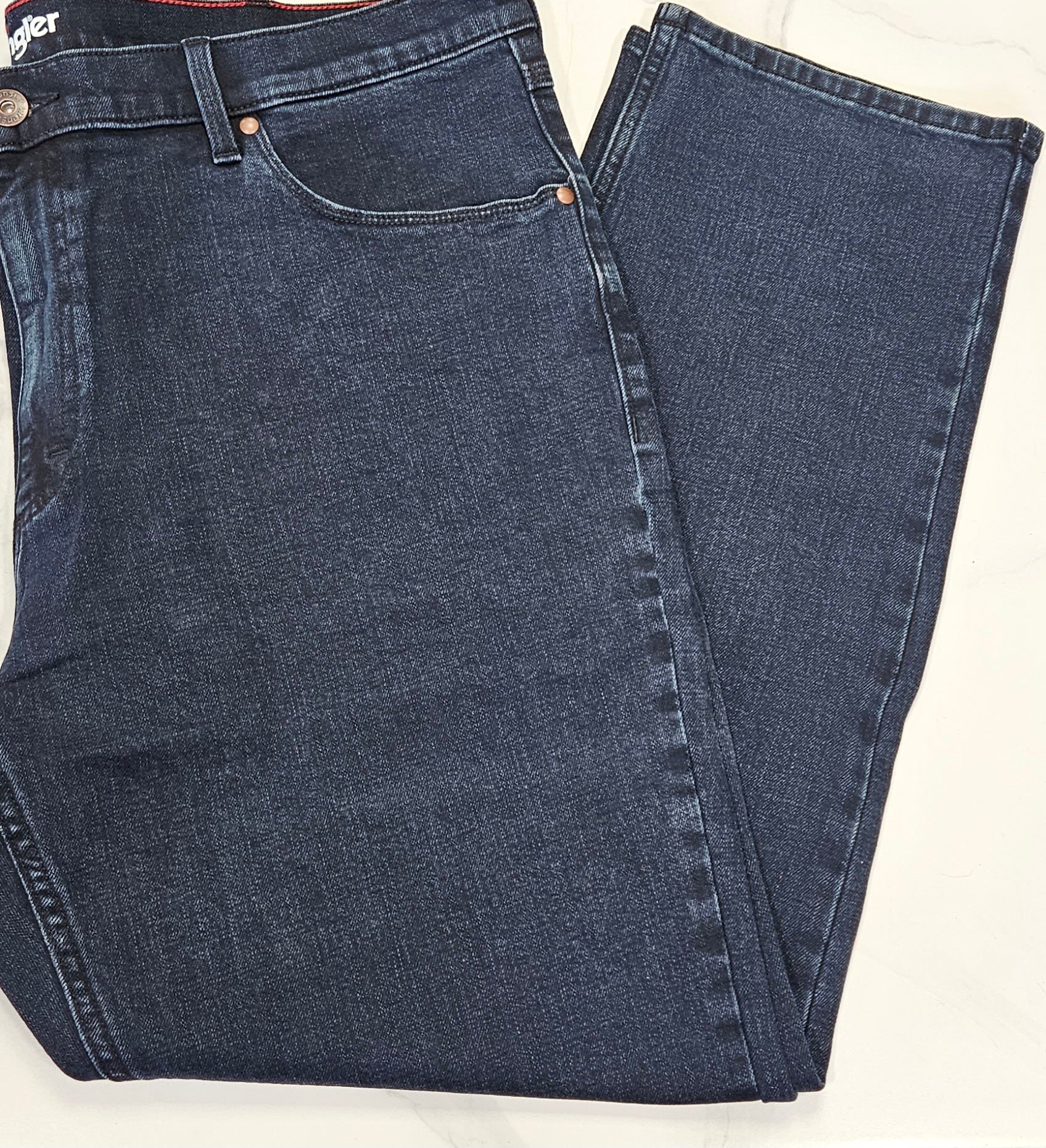 WRANGLER BLUE BLACK REGULAR STRAIGHT DENIMS - PLUS SIZE