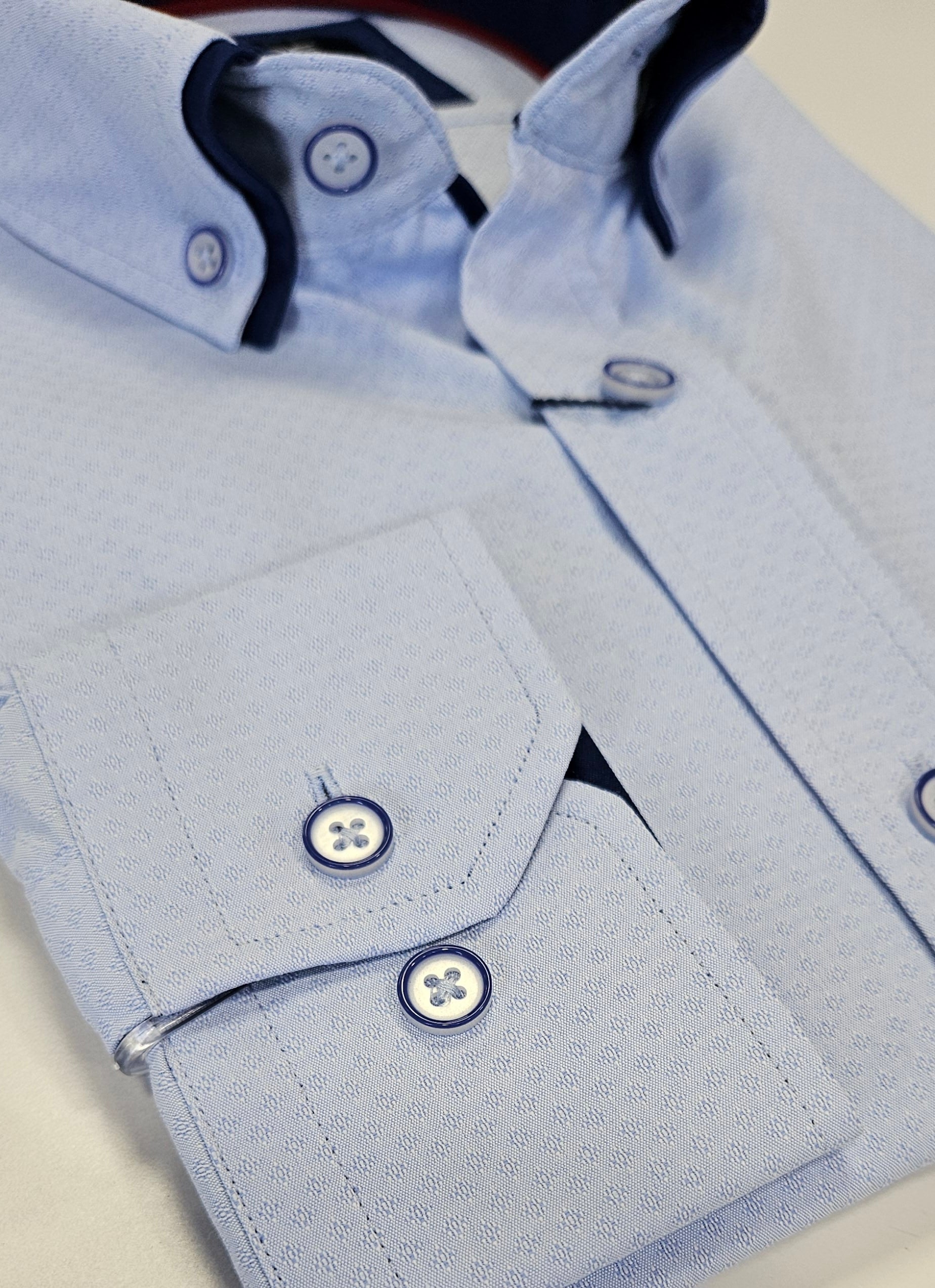 ADVISE DOUBLE COLLAR TAILORED FIT L/S SHIRT- BABY BLUE