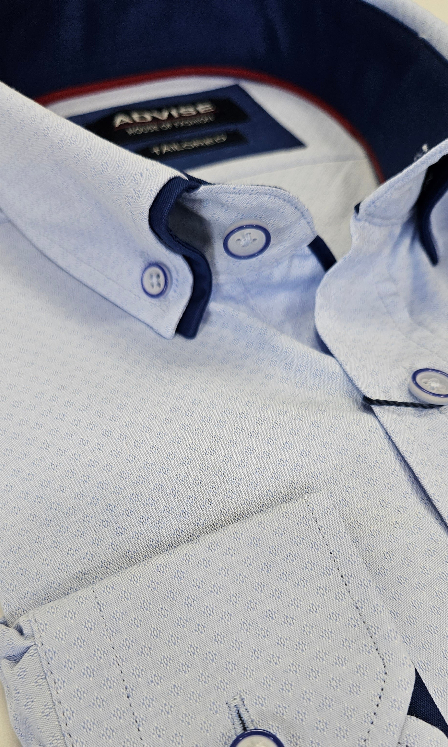 ADVISE DOUBLE COLLAR TAILORED FIT L/S SHIRT- BABY BLUE