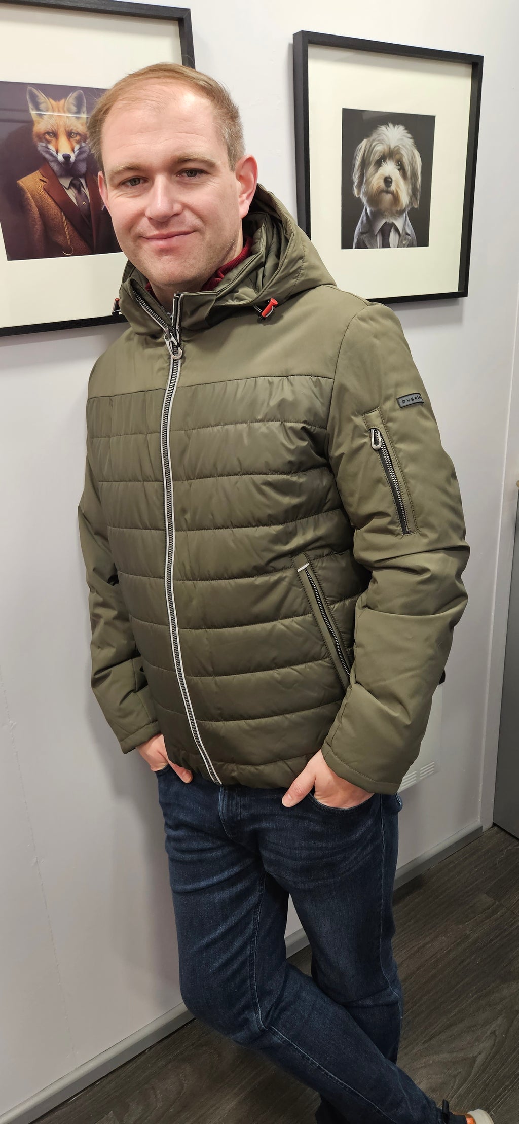 BUGATTI QUILTED JACKET - OLIVE