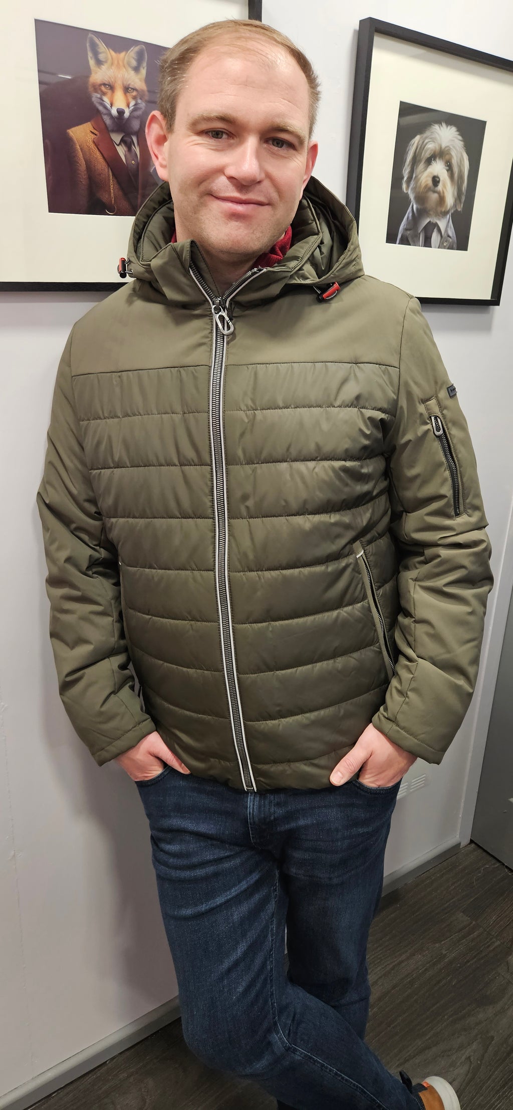 BUGATTI QUILTED JACKET - OLIVE
