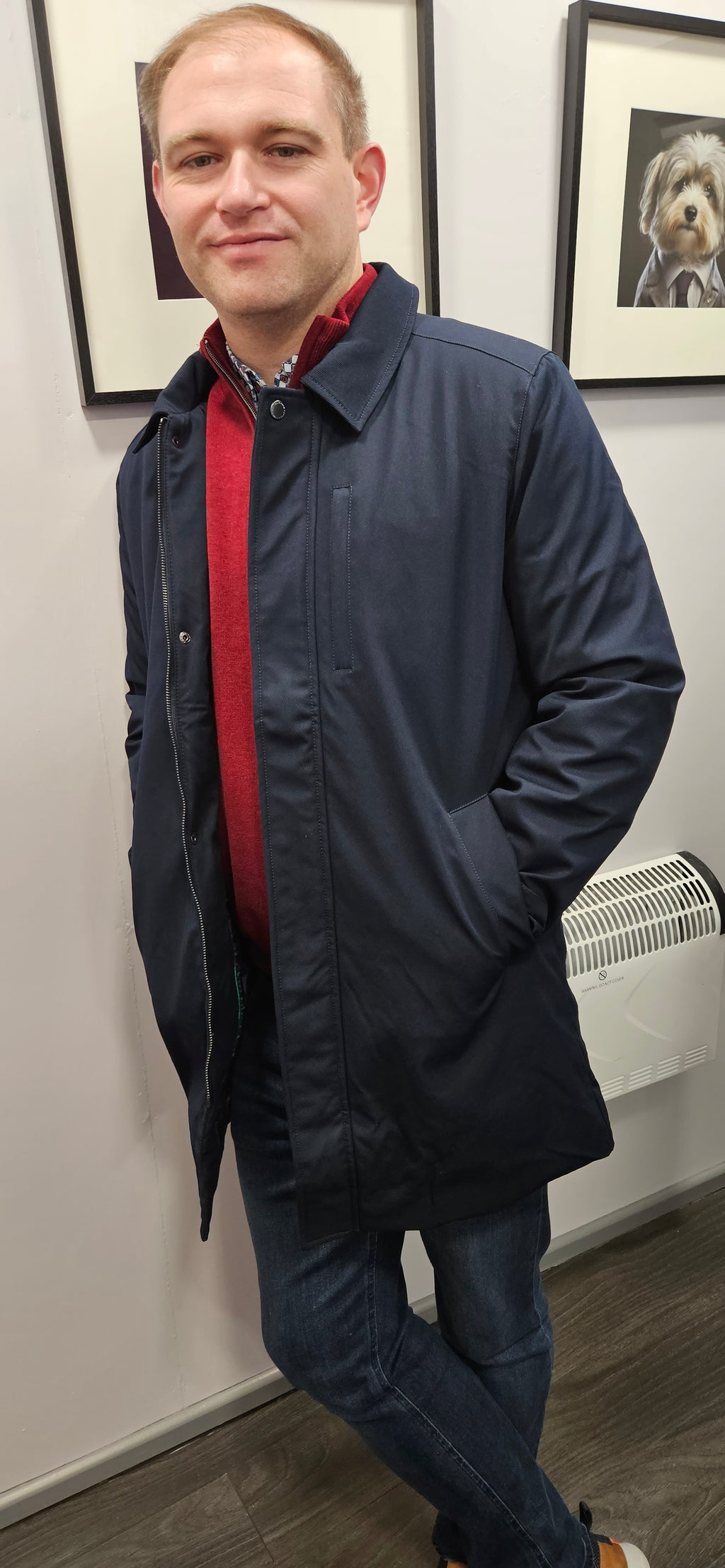 FYNCH HATTON TWILL LONG JACKET - NAVY