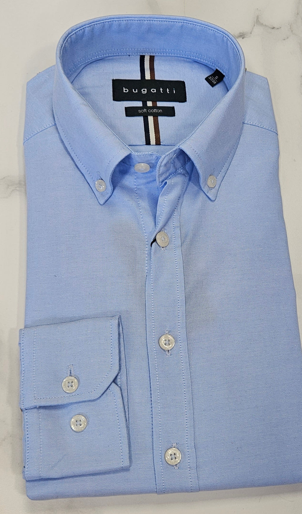 BUGATTI OXFORD COTTON L/S SHIRT - BABY BLUE