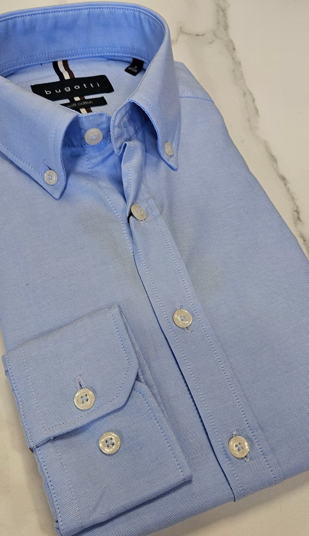 BUGATTI OXFORD COTTON L/S SHIRT - BABY BLUE