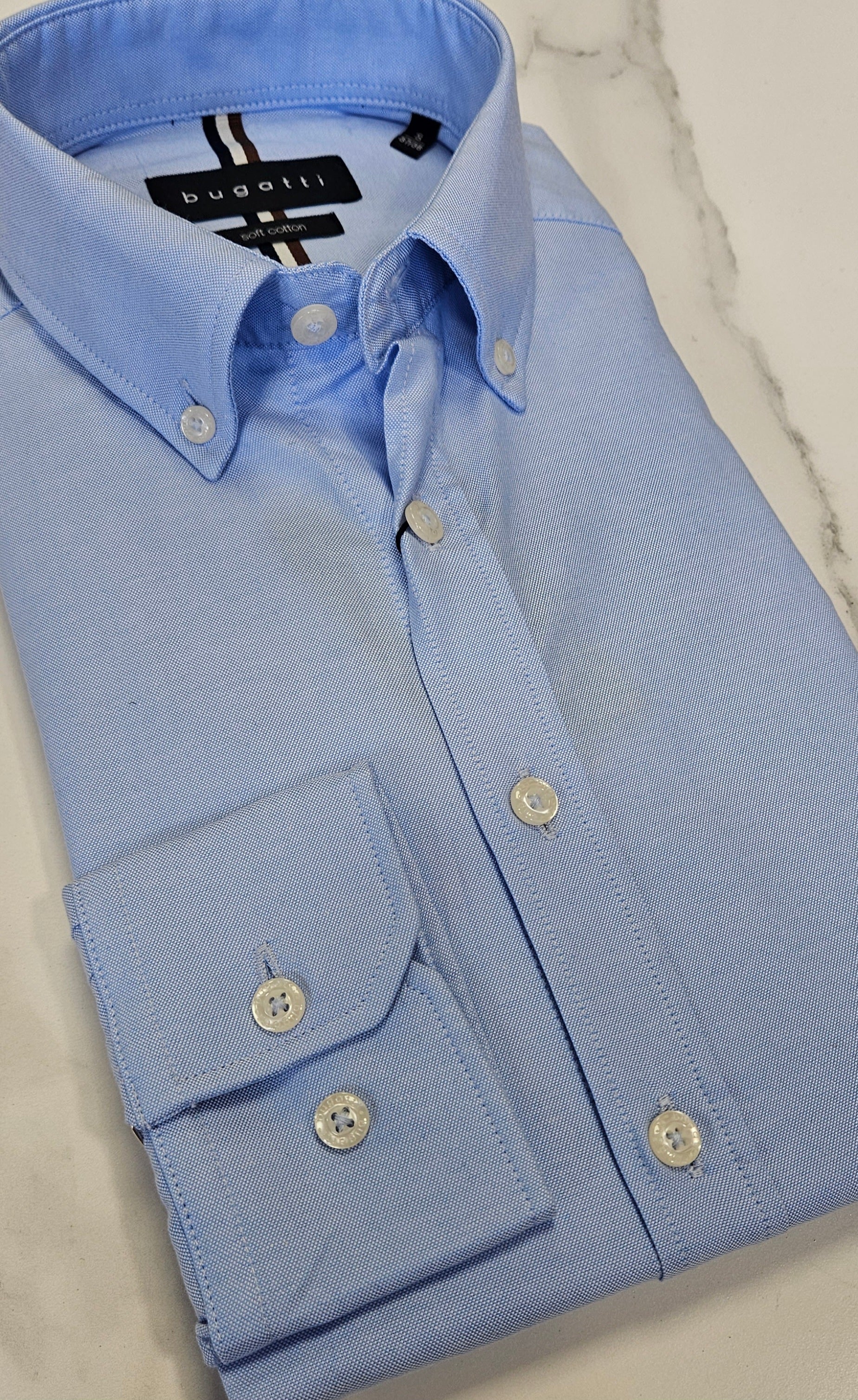 BUGATTI OXFORD COTTON L/S SHIRT - BABY BLUE