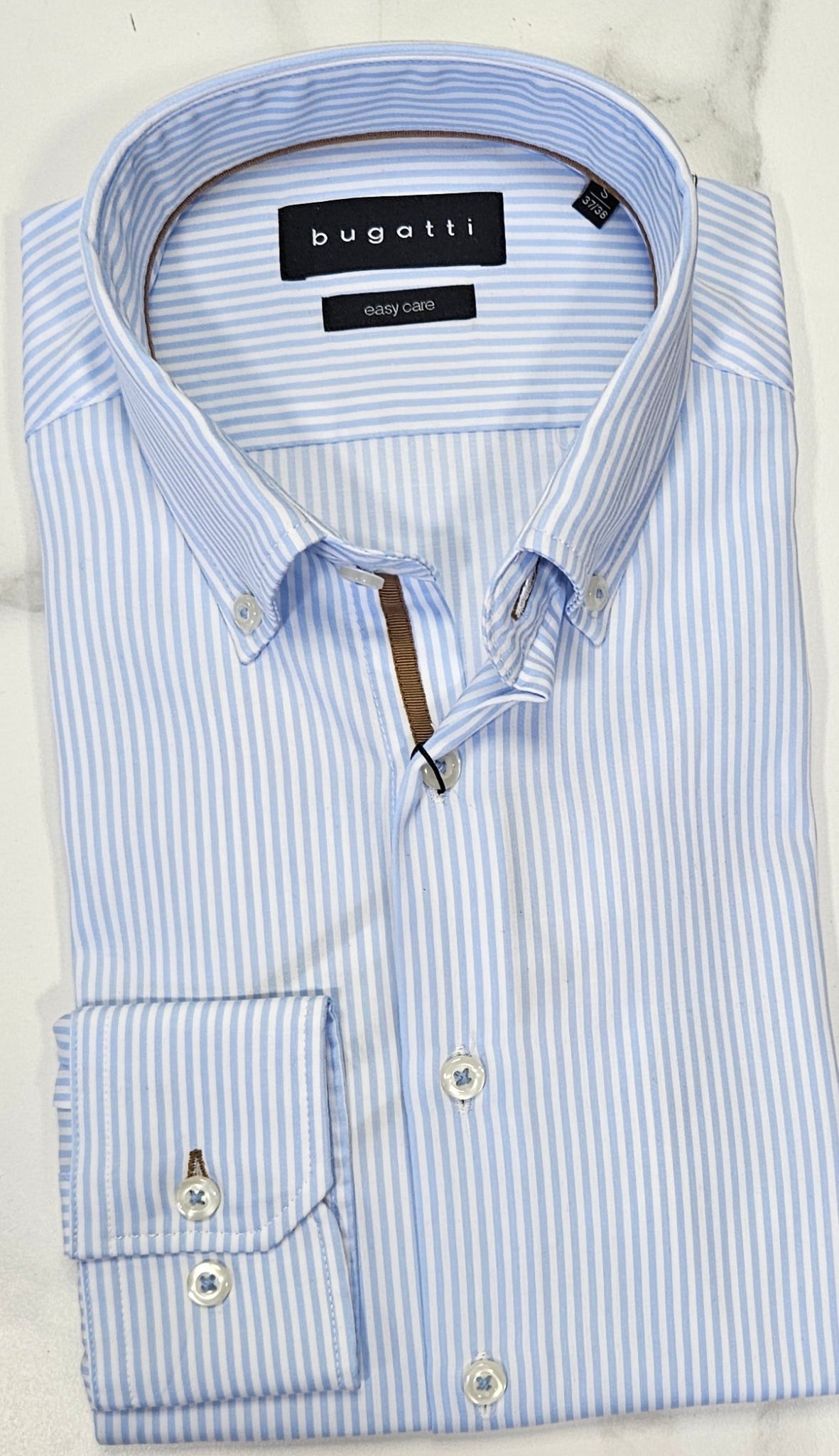 BUGATTI STRIPE L/S SHIRT- BLUE/WHITE