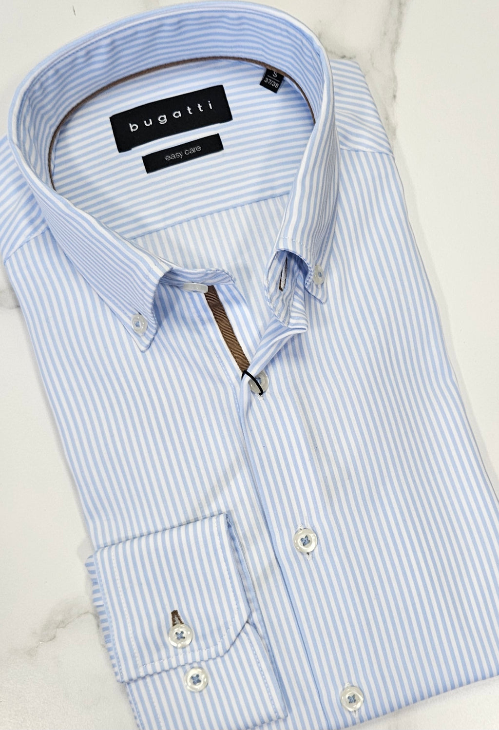 BUGATTI STRIPE L/S SHIRT- BLUE/WHITE