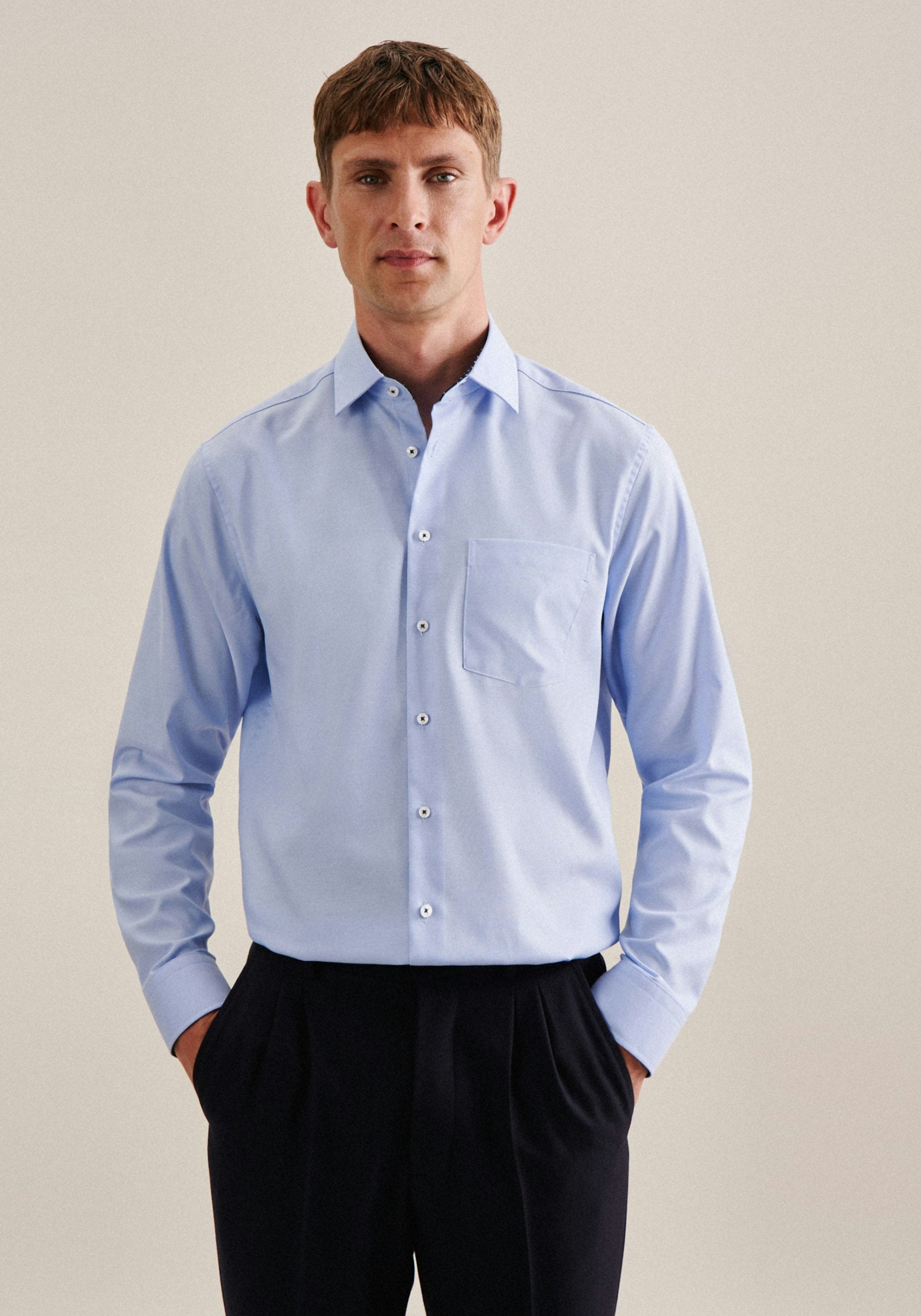 SEIDENSTICKER L/S SHIRT  01.142260- BLUE