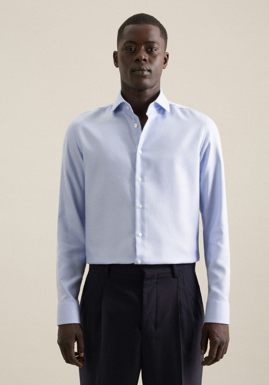 SEIDENSTICKER L/S SHIRT SLIM FIT  01.644947 - BLUE/WHITE