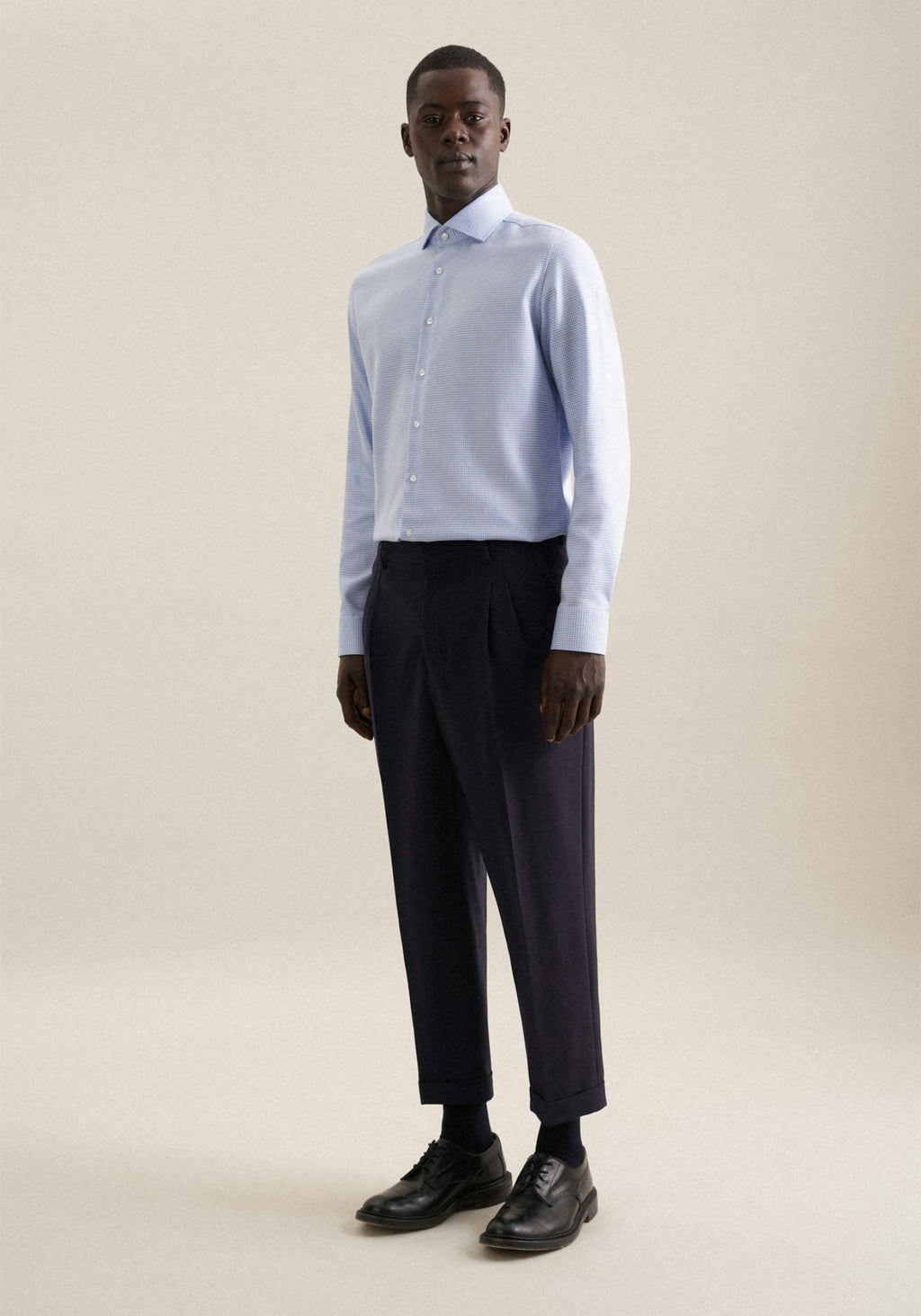 SEIDENSTICKER L/S SHIRT SLIM FIT  01.644947 - BLUE/WHITE