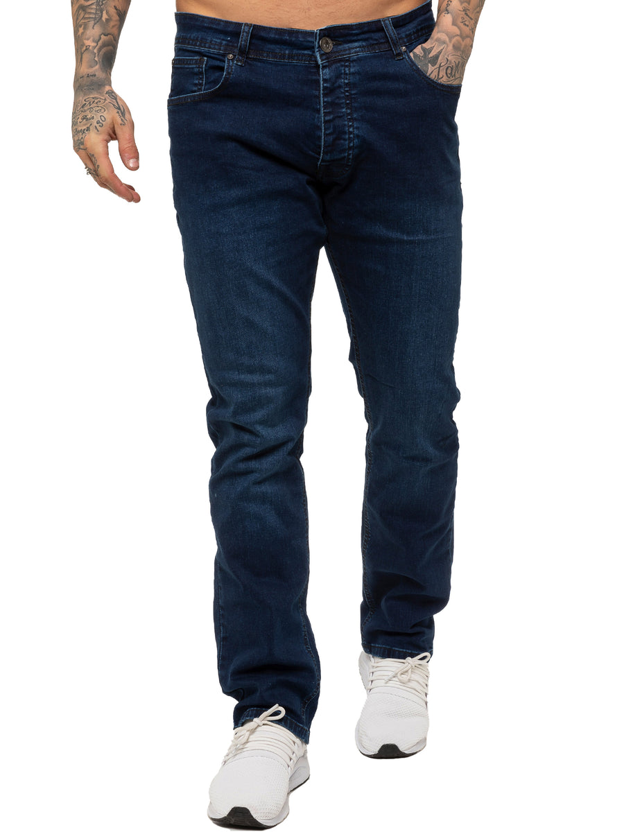 Enzo Skinny jeans voor heren, Blauw Donkerblauw, 28W / 32L Enzo Skinny jeans voor heren, Blauw Donkerblauw, 28W / 32L