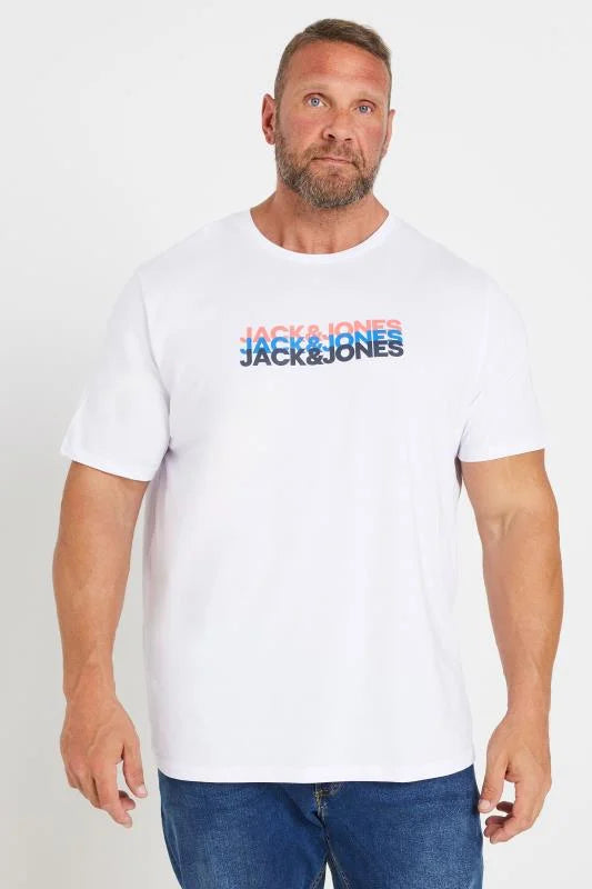 JACK & JONES PLUS JJ LUKE T-SHIRT - WHITE