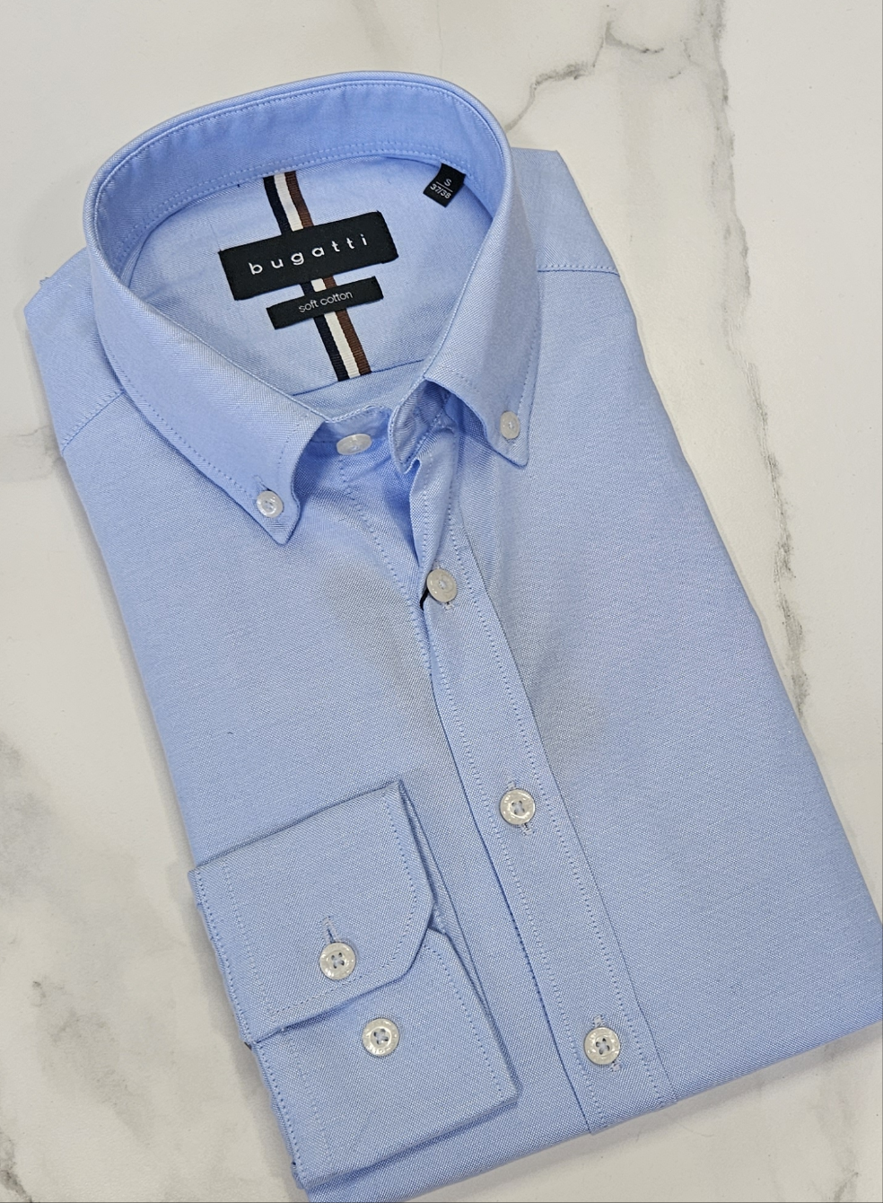 BUGATTI OXFORD COTTON L/S SHIRT - BABY BLUE