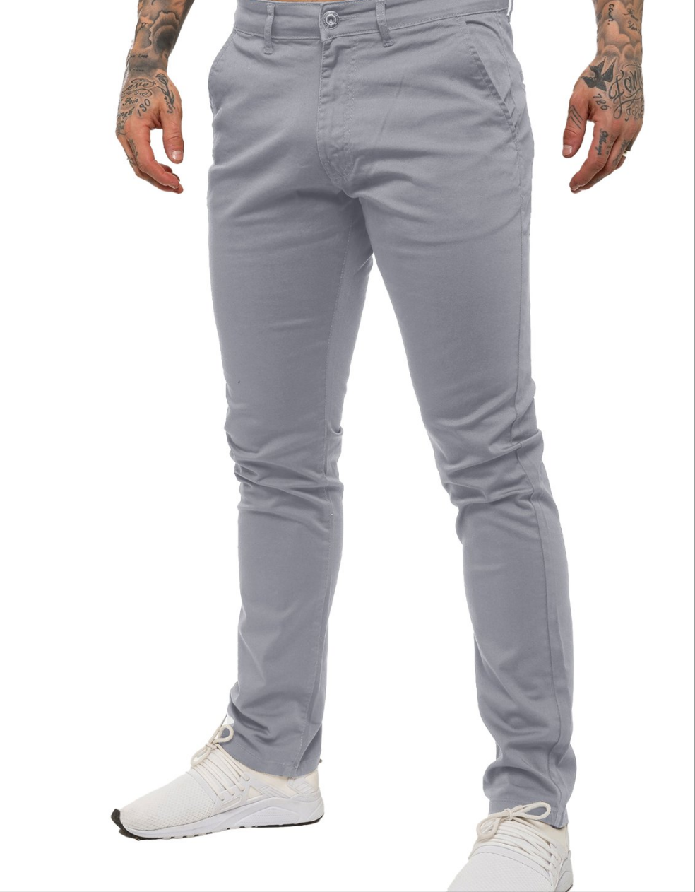 ENZO SLIM FIT STRETCH CHINO  - LIGHT GREY