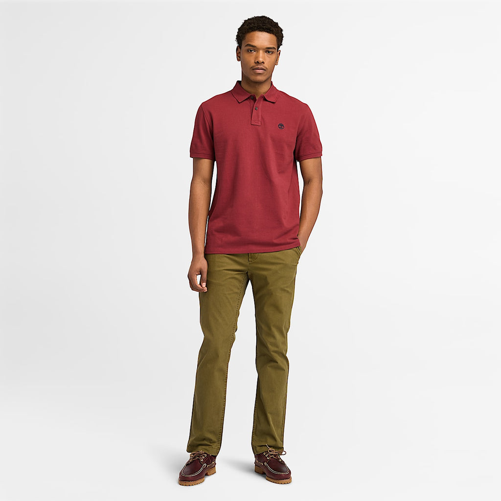 TIMBERLAND PIQUE POLO SHIRT  - BURGANDY