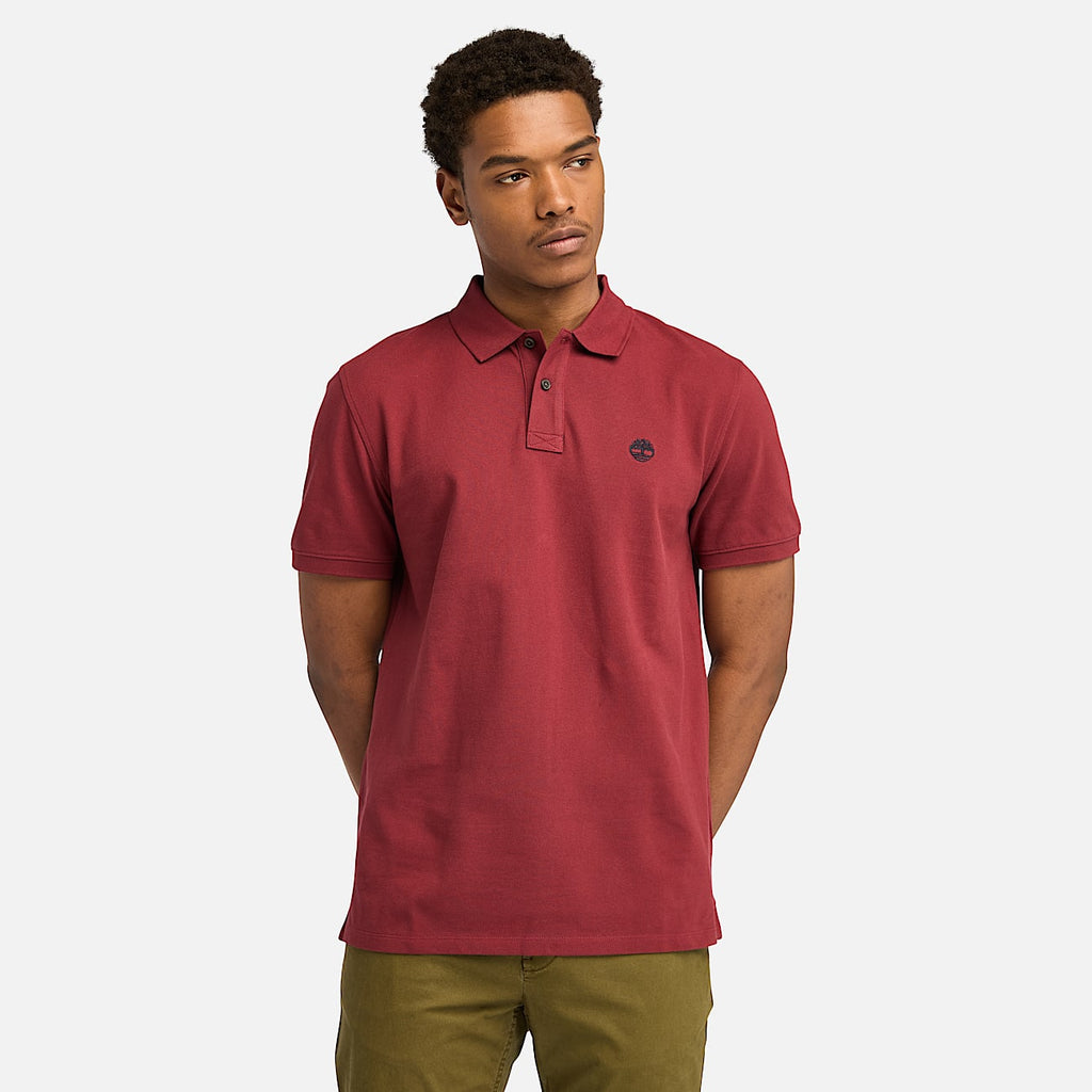TIMBERLAND PIQUE POLO SHIRT  - BURGANDY