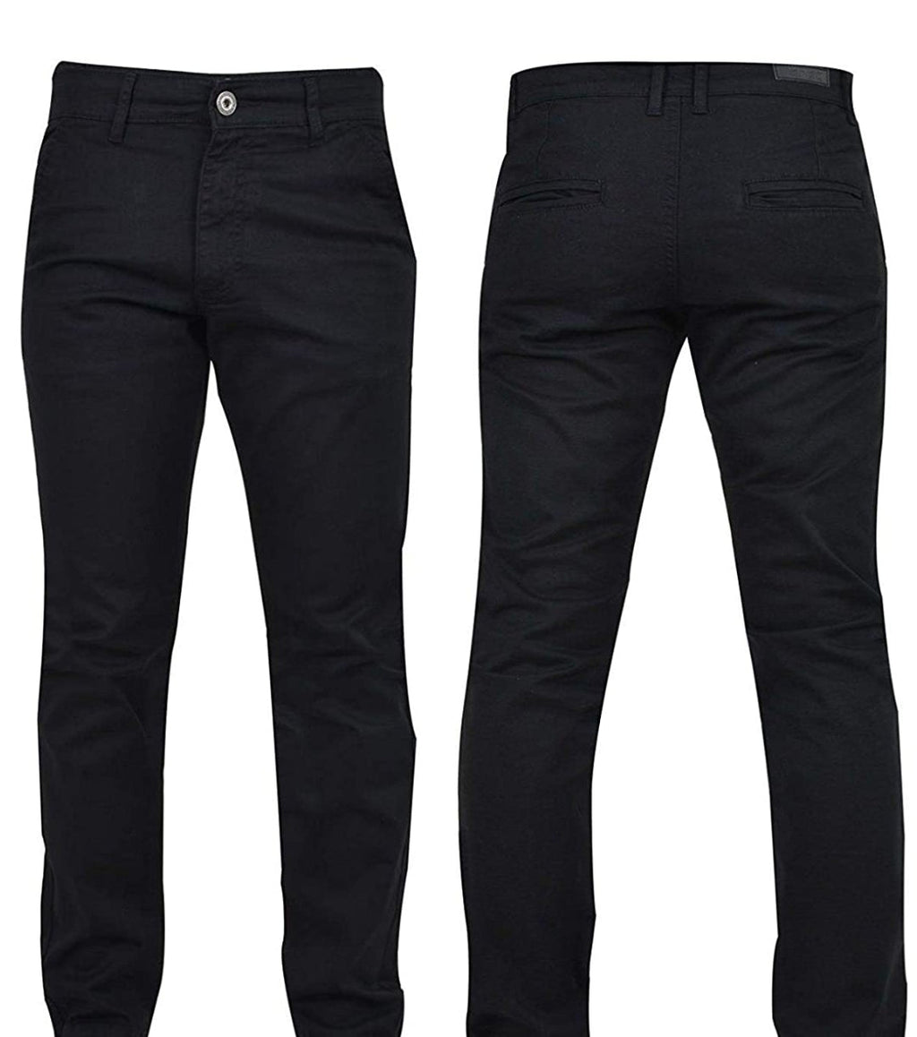 ENZO SLIM FIT STRETCH CHINOS - BLACK