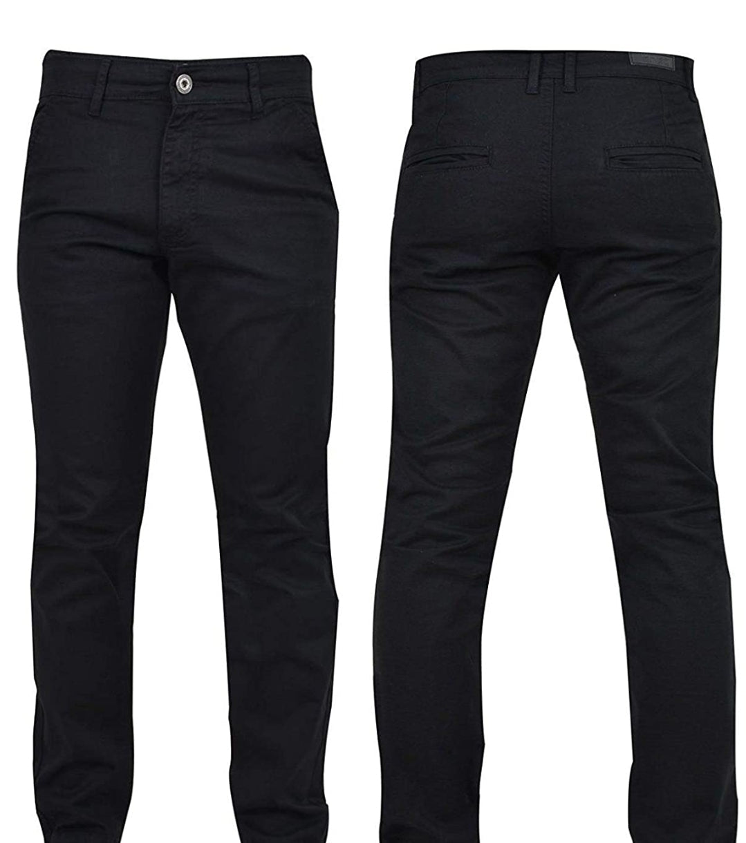 ENZO SLIM FIT STRETCH CHINOS - BLACK