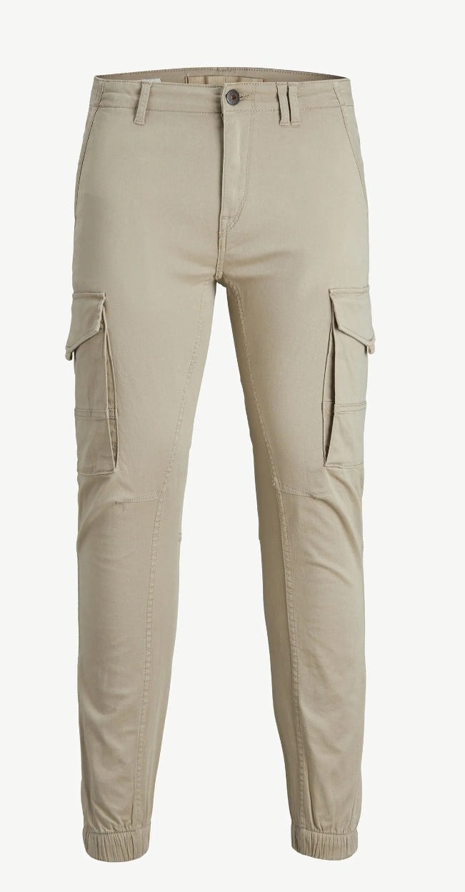 JACK & JONES CUFFED CARGOS - BEIGE