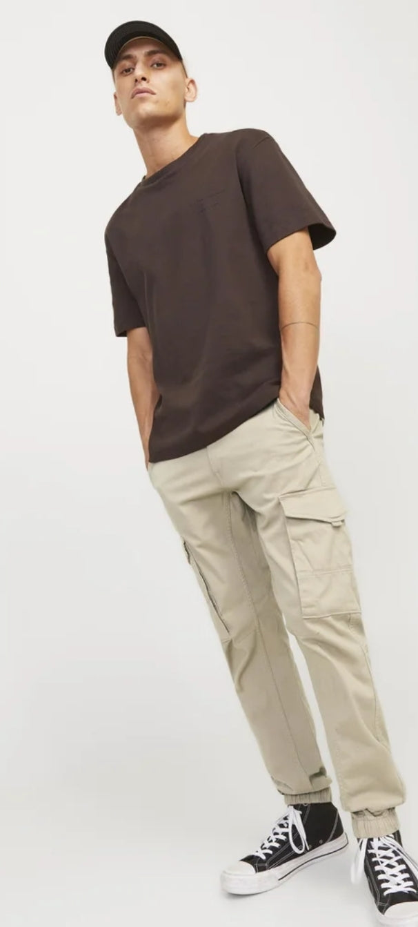 JACK & JONES CUFFED CARGOS - BEIGE
