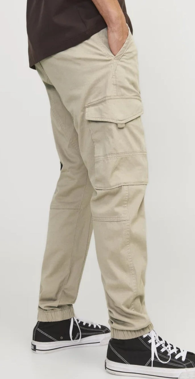 JACK & JONES CUFFED CARGOS - BEIGE