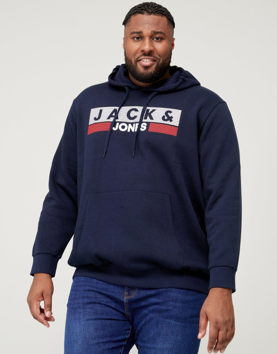 JACK & JONES EXTENDED SIZES JJ ECORP HOODY - NAVY