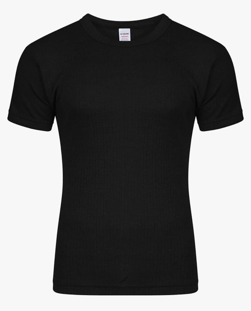 THERMAL SHORT SLEEVE T-SHIRT VEST EXTENDED SIZES  3XL -5XL - BLACK