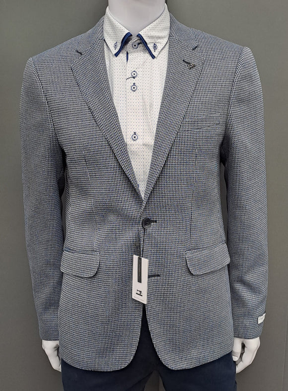 WHITE LABEL TAPERED FIT GEO JASPER BLAZER - BLUE/WHITE
